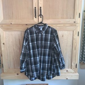 Anthony Richards black/white plaid button front shirt/blouse size 18W